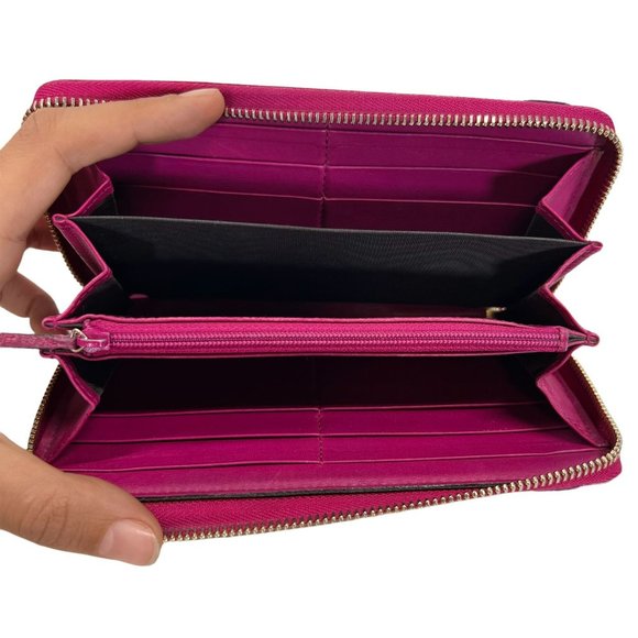 Authentic Gucci Wallet Long Micro Shima GG Logo Zip Around Pink GG Vintage - Picture 9 of 9